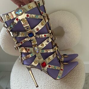 Gold and Purple Gemstone Boots
